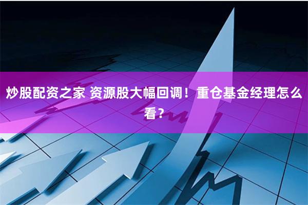 炒股配资之家 资源股大幅回调！重仓基金经理怎么看？